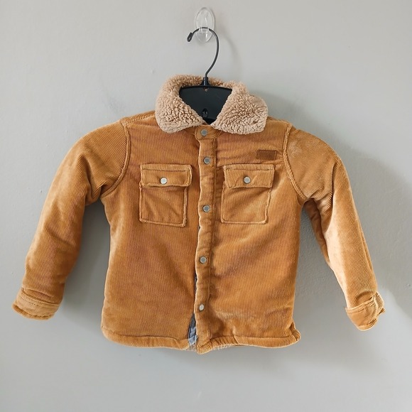 Eddie Bauer Other - Eddie Bauer Boys 3t Jacket Corduroy Long Sleeve Sherpa Lined Button up Tan